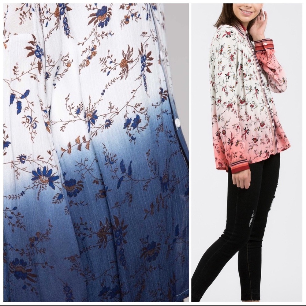 *CLEARANCE* POL Woven Ombré Button Down Top - Picture 6 of 10